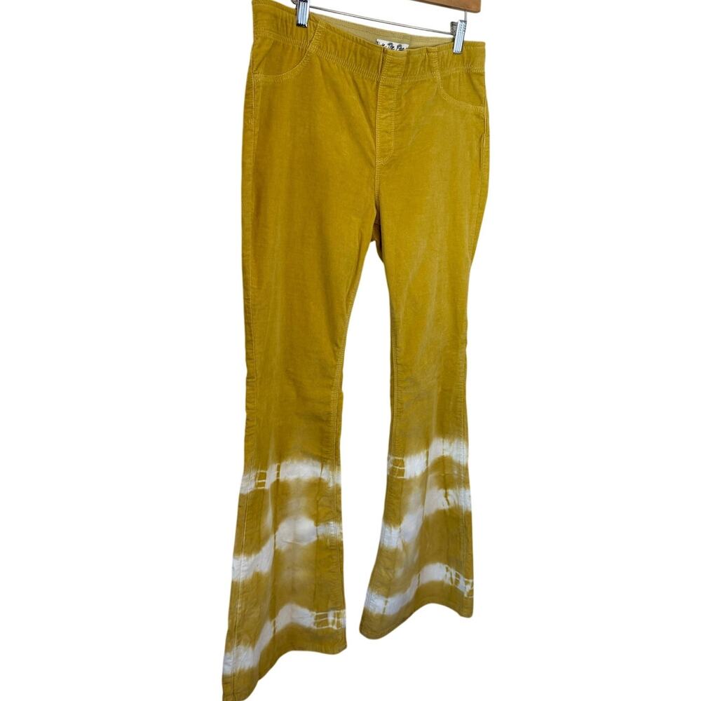Rare Free People Gold We The Free Tie Dye Super Flare Pull On Corduroy Jeans 32 - Picture 9 of 12